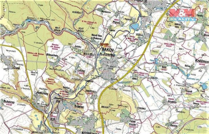 Prodej trvalého travního porostu, Bakov nad Jizerou, 1054 m2