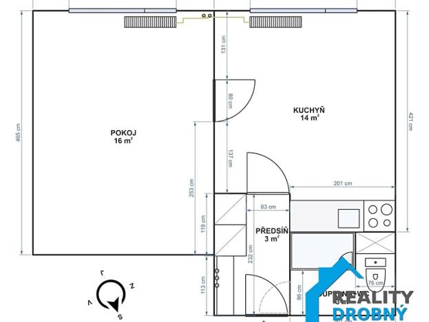 Prodej bytu 1+1, Děčín, Weberova, 37 m2