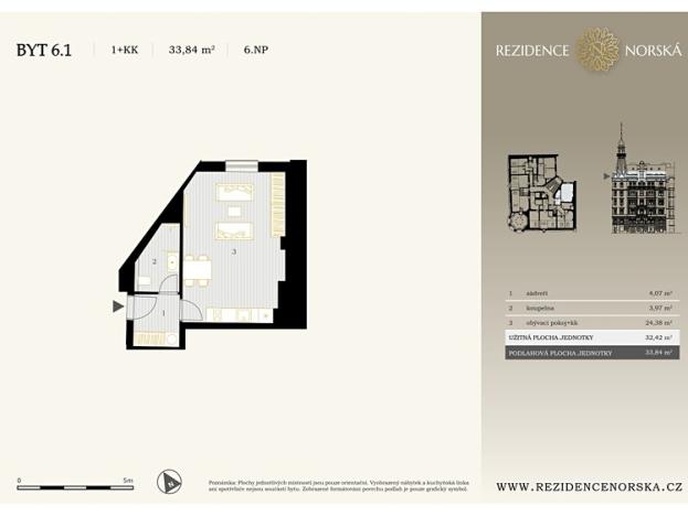 Prodej bytu 1+kk, Praha - Vršovice, Norská, 32 m2