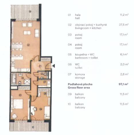 Pronájem bytu 3+kk, Praha - Holešovice, Sanderova, 97 m2