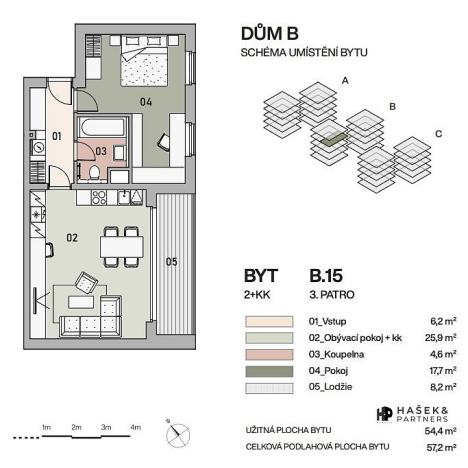 Prodej bytu 2+kk, Praha - Vysočany, Pod Krocínkou, 59 m2