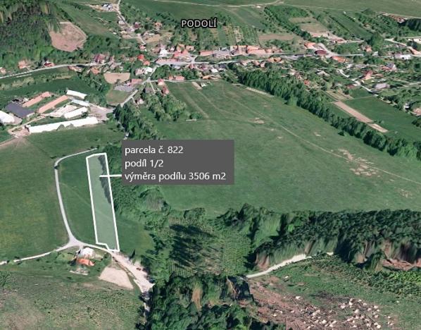 Prodej podílu zemědělské půdy, Podolí, 3506 m2