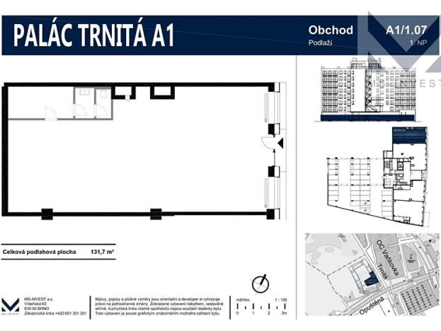 Prodej obchodního prostoru, Brno, Trnitá, 132 m2