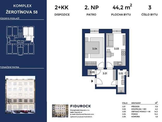 Prodej bytu 2+kk, Praha - Žižkov, Žerotínova, 44 m2