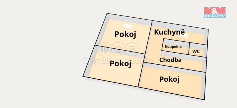 Prodej bytu 3+1, Dešná - Rancířov, 75 m2