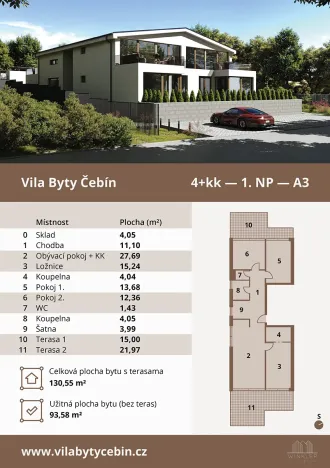 Prodej bytu 4+kk, Čebín, 130 m2