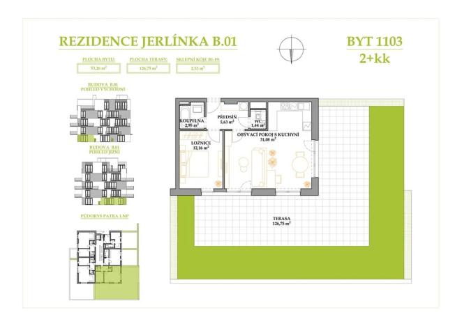 Prodej bytu 2+kk, Brno, Jerlínová, 53 m2