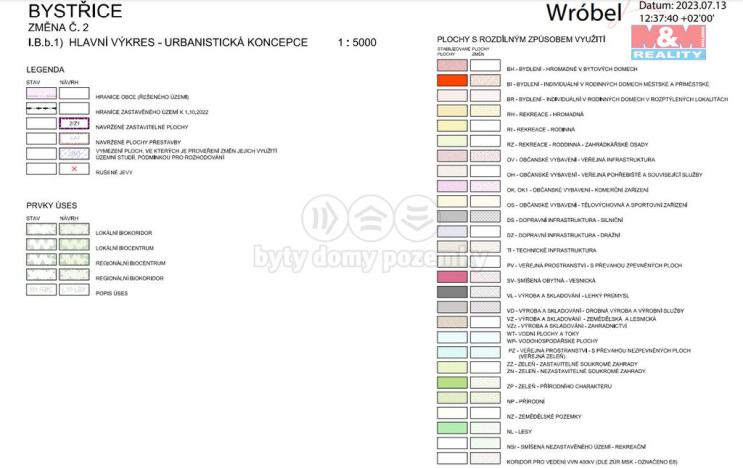Prodej pole, Bystřice, 846 m2
