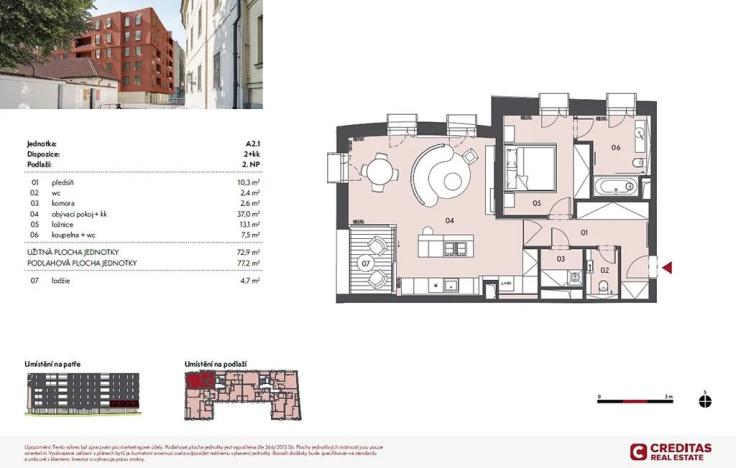 Pronájem bytu 2+kk, Praha - Staré Město, U milosrdných, 77 m2