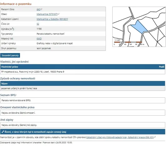 Prodej lesa, Markvartice, 3244 m2