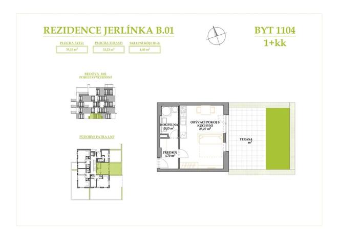 Prodej bytu 1+kk, Brno, Jerlínová, 35 m2