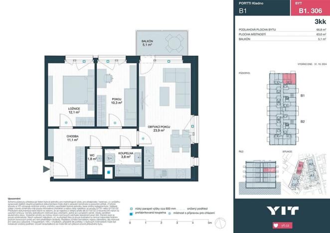 Prodej bytu 3+kk, Kladno, Ke stadionu, 62 m2