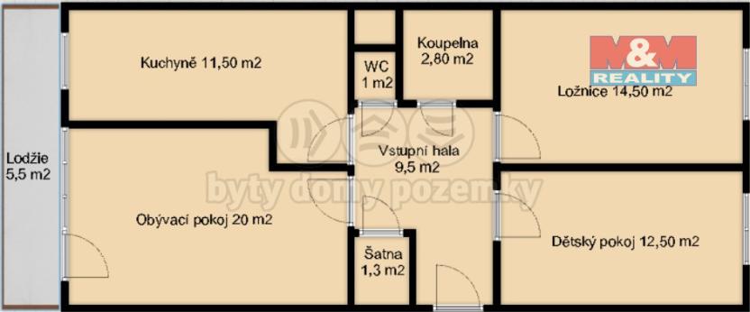 Prodej bytu 3+1, Praha - Stodůlky, Neustupného, 82 m2