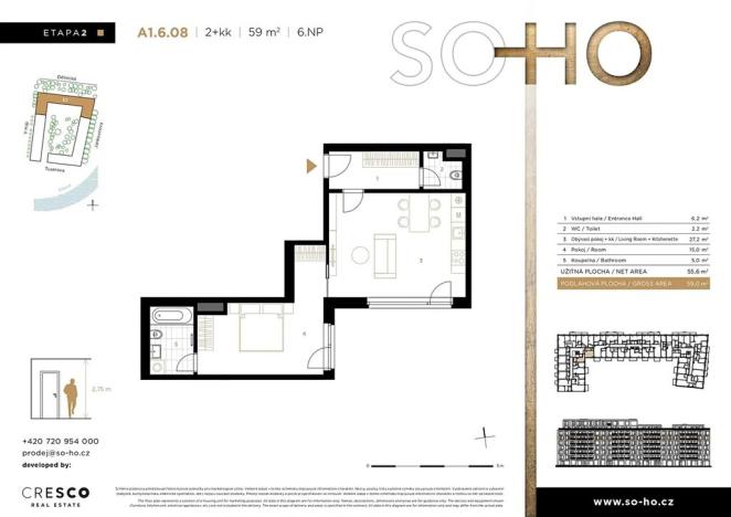 Prodej bytu 2+kk, Praha - Holešovice, V háji, 59 m2