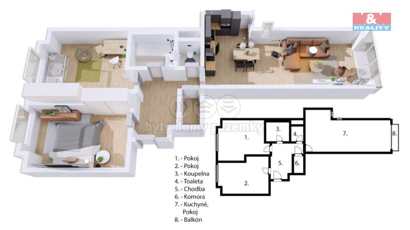 Prodej bytu 3+kk, Praha - Chodov, Divišovská, 77 m2