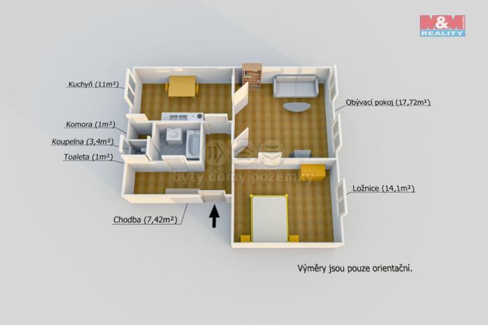 Prodej bytu 2+1, Rokycany, Družstevní, 56 m2