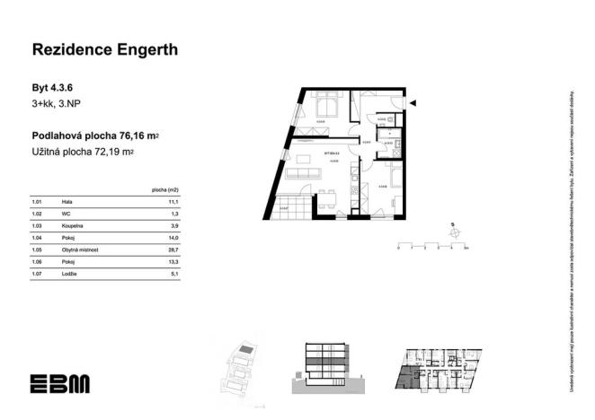 Prodej bytu 3+kk, Kladno, U Engerthu, 72 m2