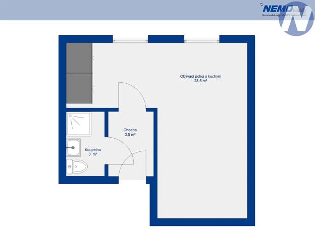 Pronájem bytu 1+kk, Husinec, Komenského, 35 m2