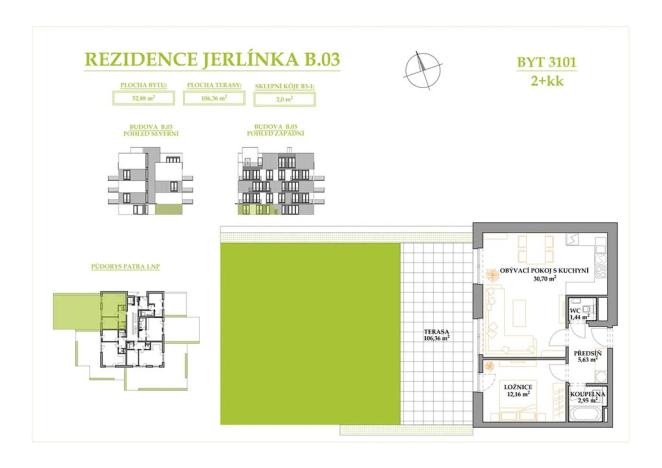 Prodej bytu 2+kk, Brno, Jerlínová, 52 m2