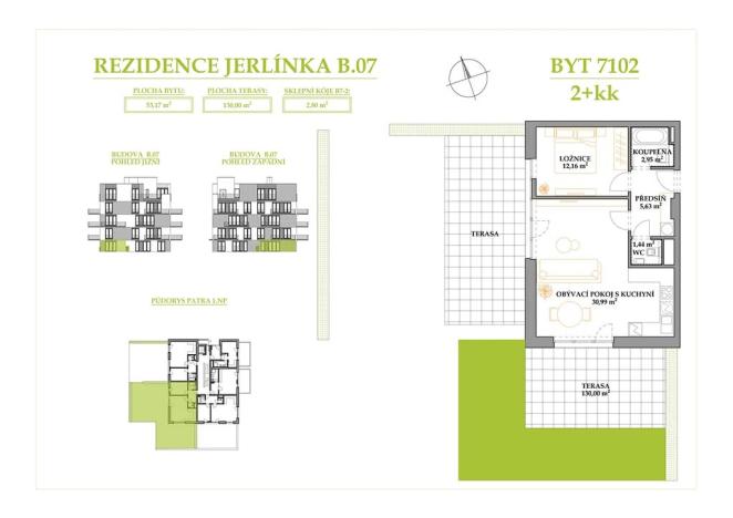 Prodej bytu 2+kk, Brno, Jerlínová, 53 m2