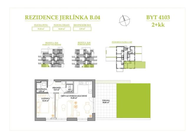 Prodej bytu 2+kk, Brno, Jerlínová, 53 m2