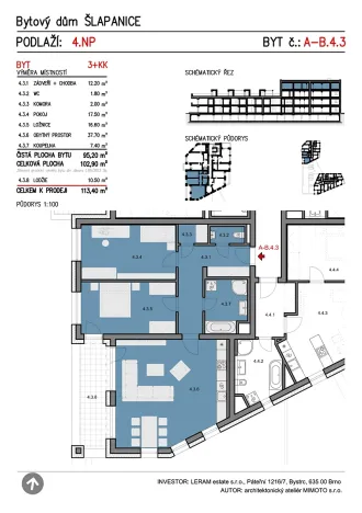 Prodej bytu 3+kk, Šlapanice, 114 m2