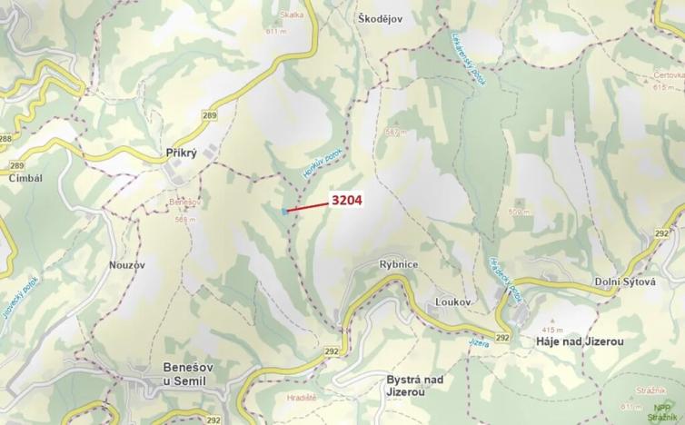 Dražba lesa, Benešov u Semil, 3536 m2