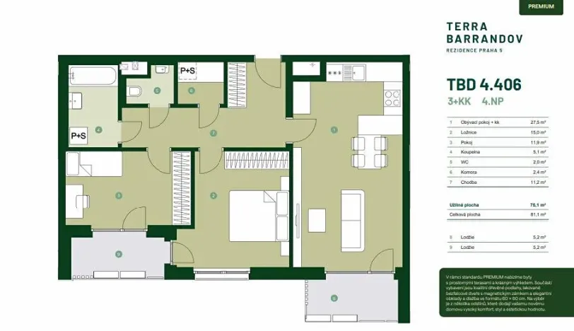 Prodej bytu 3+kk, Praha - Hlubočepy, Silurská, 81 m2