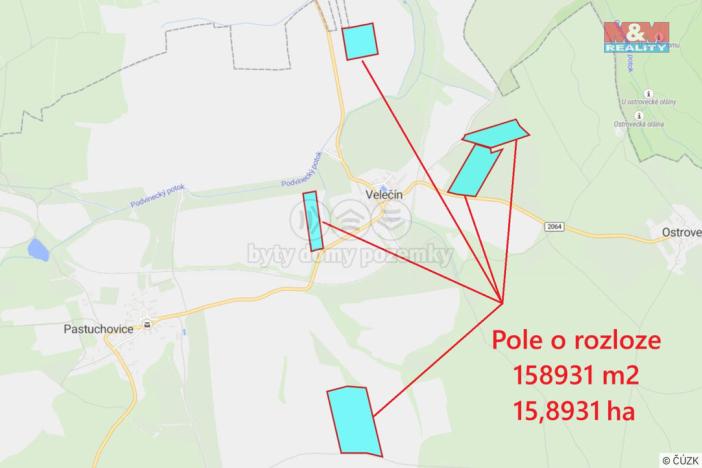 Prodej pole, Velečín, 158931 m2
