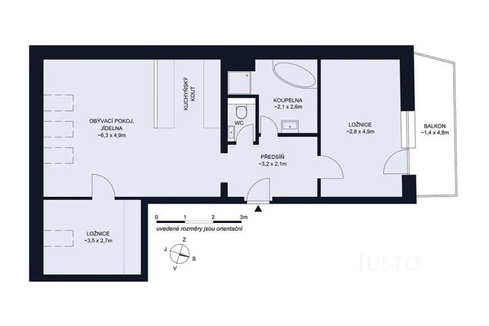 Prodej bytu 3+kk, České Budějovice, Rudolfovská tř., 66 m2