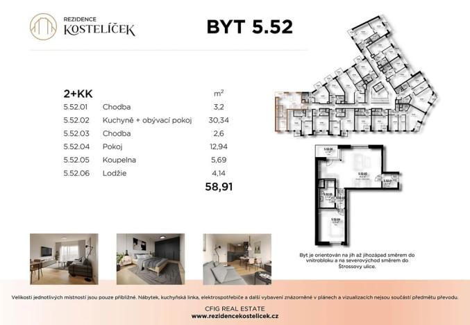 Prodej bytu 2+kk, Pardubice, Štrossova, 58 m2