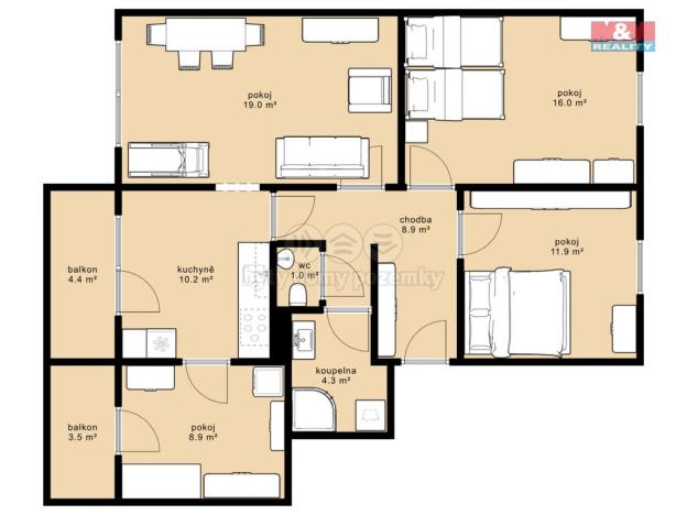 Prodej bytu 4+1, Bednáreček, 80 m2