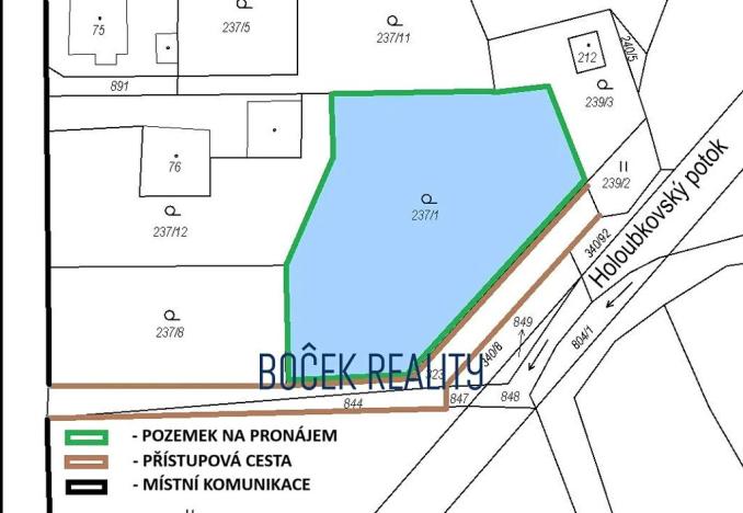 Pronájem zahrady, Svojkovice, 1769 m2