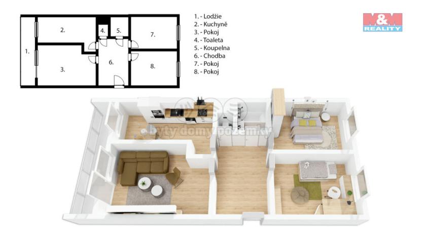 Prodej bytu 3+1, Praha - Letňany, Malkovského, 74 m2