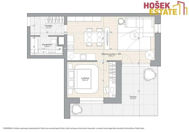 Prodej bytu 2+kk, Moravany, Višňová, 54 m2