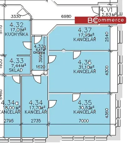 Pronájem kanceláře, Brno, 146 m2