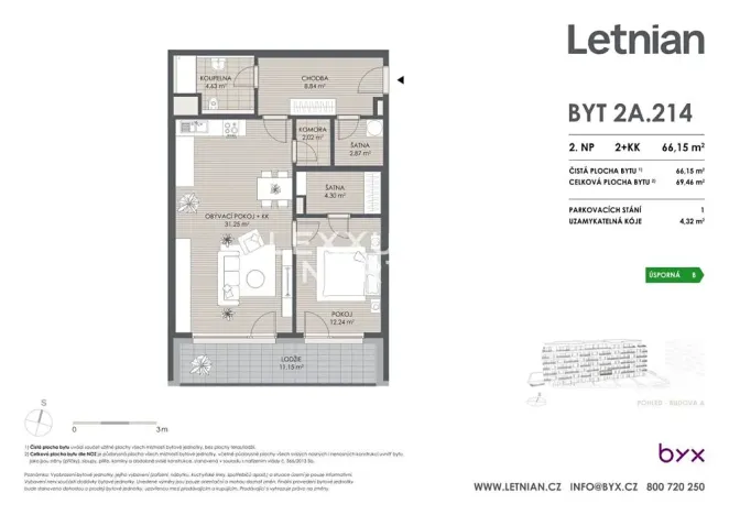 Prodej bytu 2+kk, Praha - Letňany, Tupolevova, 69 m2