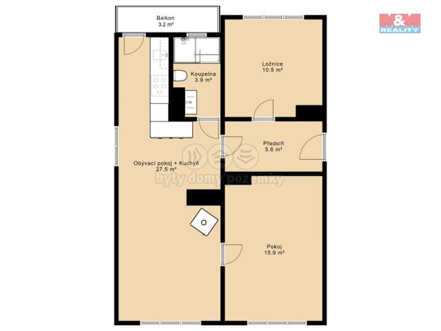 Prodej bytu 3+kk, Čkyně, 66 m2