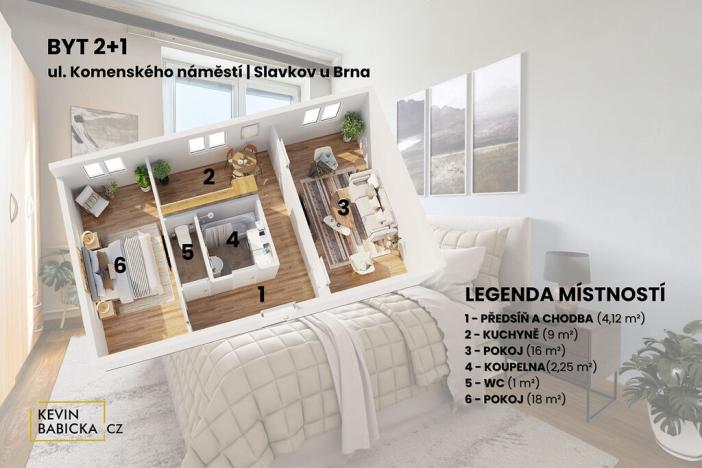 Prodej bytu 2+1, Slavkov u Brna, Komenského náměstí, 50 m2