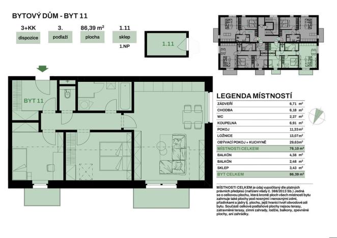 Prodej bytu 3+kk, Chvaletice, V Telčicích, 86 m2