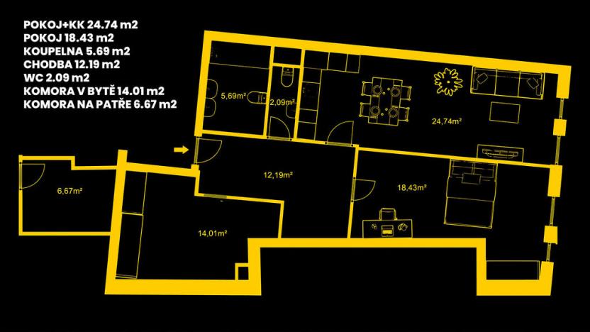 Prodej bytu 2+kk, Hradec Králové, Pražská třída, 84 m2
