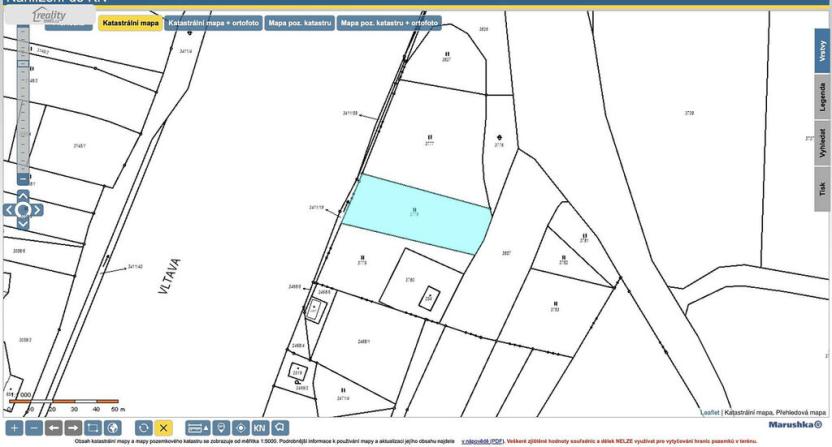 Prodej louky, Týn nad Vltavou, Hněvkovice na pravém břehu Vlt., 1648 m2