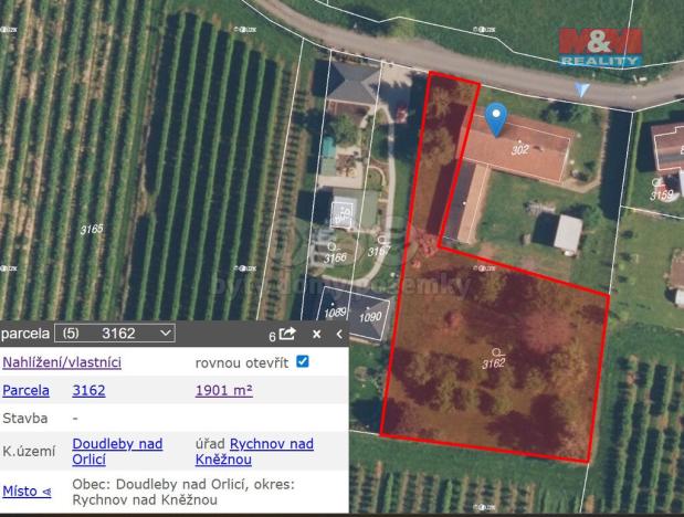 Prodej pozemku pro bydlení, Doudleby nad Orlicí, Fűgnerova, 1901 m2