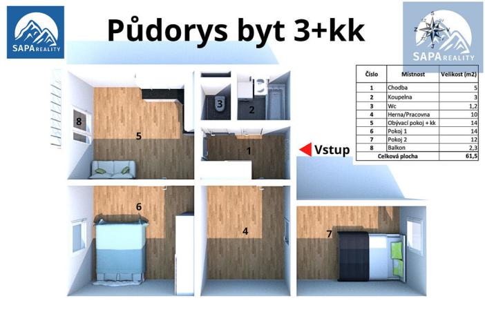 Prodej bytu 3+kk, Praha - Černý Most, Bryksova, 62 m2