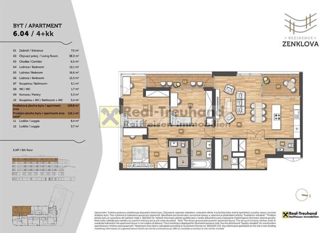 Prodej bytu 4+kk, Praha - Libeň, Zenklova, 116 m2