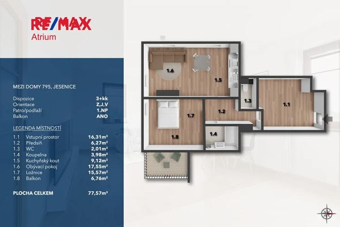 Prodej bytu 3+kk, Jesenice, Mezi Domy, 84 m2
