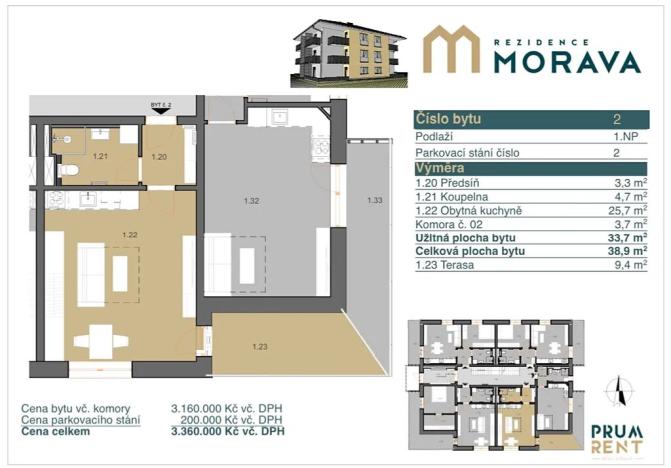 Prodej bytu 1+kk, Zábřeh, Leštinská, 34 m2