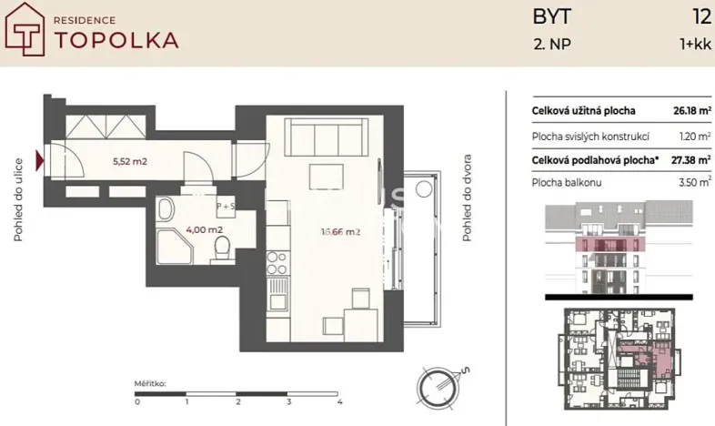 Pronájem bytu 1+kk, Praha - Nusle, Na Topolce, 27 m2