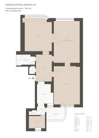 Prodej bytu 3+1, Brno, Mášova, 103 m2