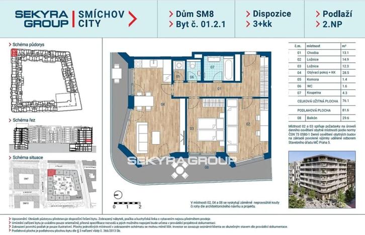 Prodej bytu 3+kk, Praha, Šiklové, 76 m2